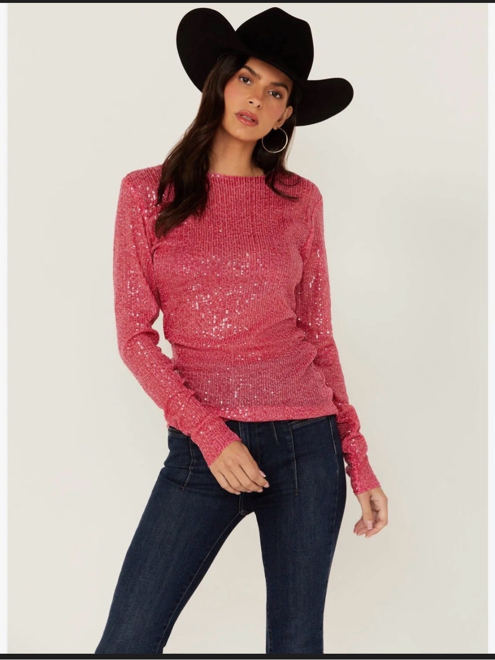 New With Tags Free People Gold Rush Long Sleeve Top in Hot Pink Combo Size Small